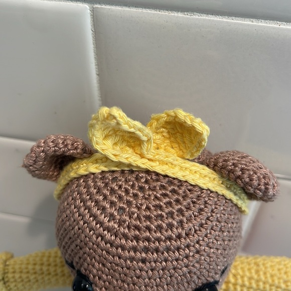 Handcrafted Brownie Bear Doll Figure in Dress Crochet Amigurumi Toy Floral Sunny - Picture 13 of 13